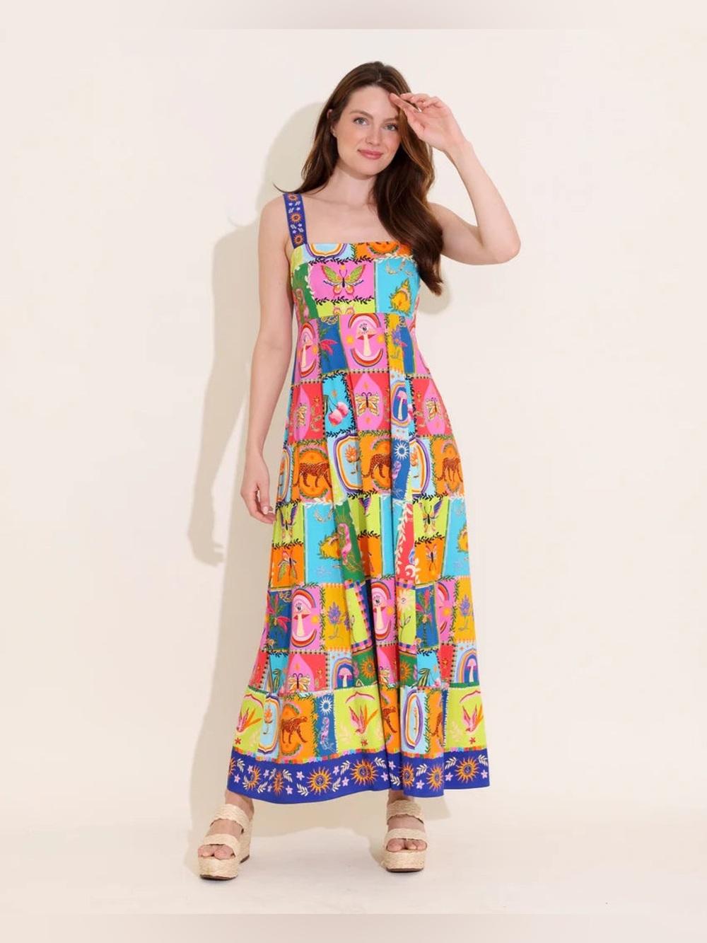 NEW Alden Adair Maria Dress Vibrant Patchwork Maxi Dress - Nirvana Sz XS